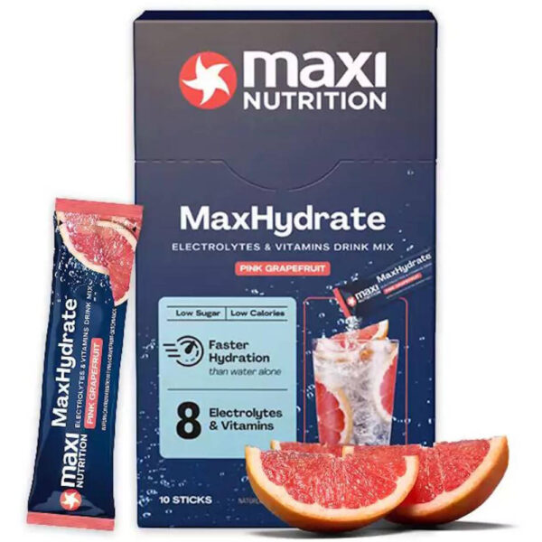 MaxiNutrition MaxHydrate Classic Elektrolyt Drink Sticks Pink Grapefruit 10x16g – Verpackung