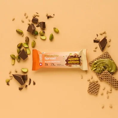 MaxiNutrition Protein Waffle Bar Pistachio Spread 39g – mit Zutaten